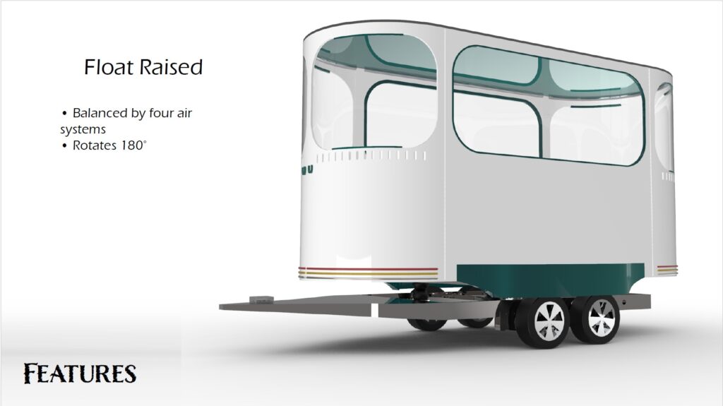 ...to this. Raised and balanced in the air by four air systems. This system allows the horse to balance effortlessly in a natural position, ensuring they are calm and fresh at the destination.